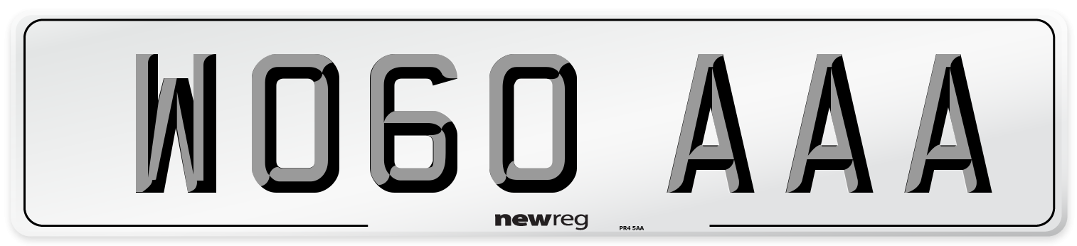WO60 AAA Number Plate from New Reg